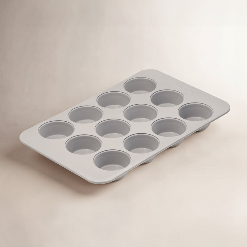 Caraway Moule à 12 muffins en céramique antiadhésif 12 tasses, Gris, Gris