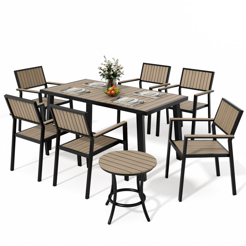 Loddon 6 - Person Patio Dining Set with, Gray/Black