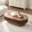Table basse ovale de 43,70 pouces, panneau de fibres à densité moyenne fabriqué à la main brun moderne, base piédestal