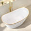 Baignoire de baignoire autoportante autoportante en acrylique blanche l 55 po x P 28 po avec rebord doré et bonde centrale-134400939