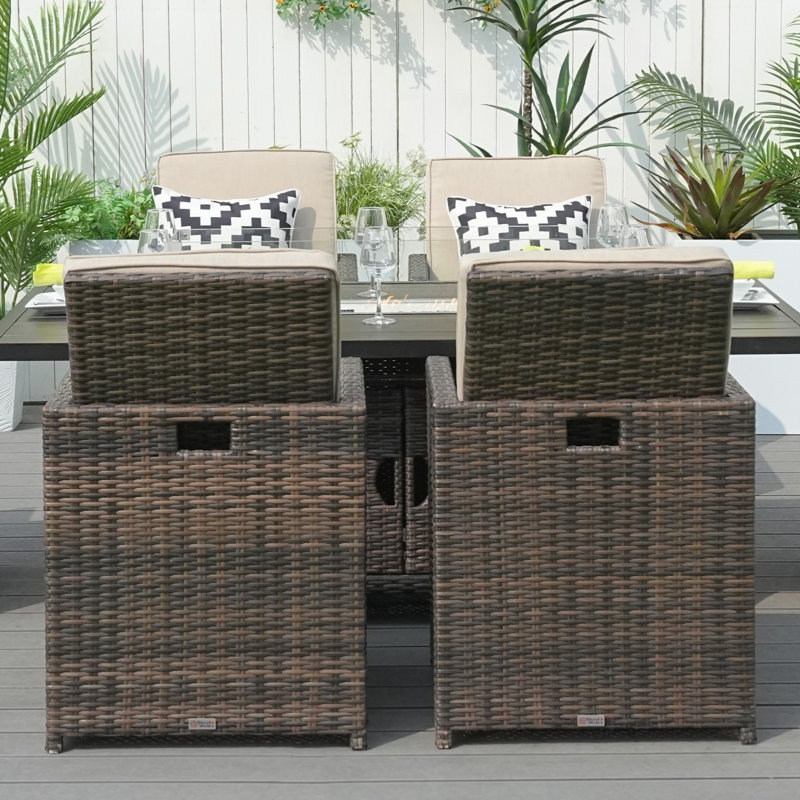 Norcross 2-Piece Dining Chairs With Cushions, Brown/Beige
