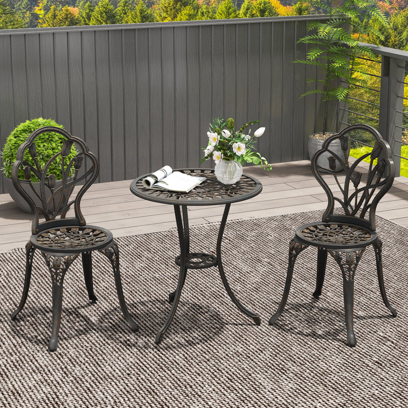Ensemble bistro 3 pièces pour terrasse, bronze