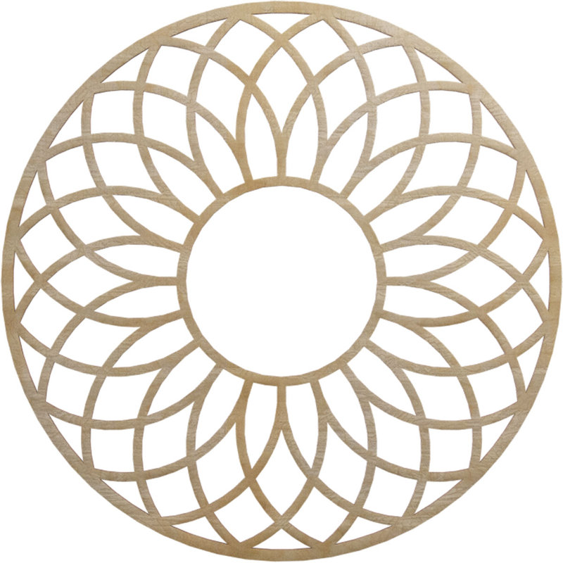 Médaillon de plafond en bois ajouré Cannes, H 30 po x l 30 po x P 0,25 po, Noyer blanc