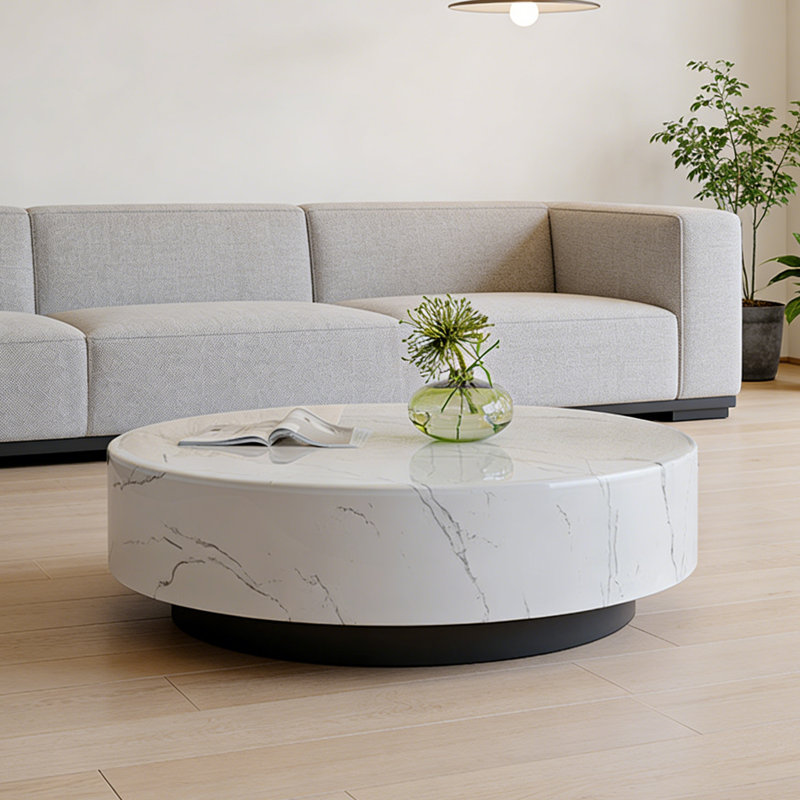 Arnette Coffee Table, White/Gray, 13.8" H x 31.5" L x 31.5" W