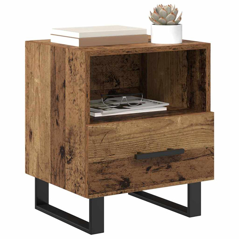40cm W Manufactured Wood Bedside Table, Old Wood