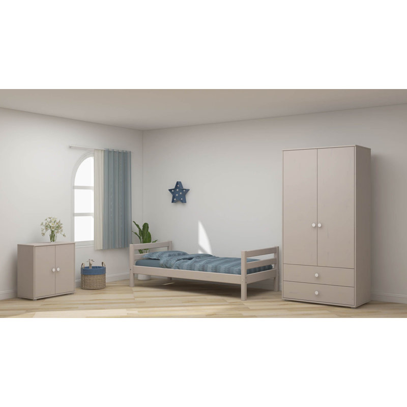 Classic 2 Door Wardrobe, Dark Cream/White