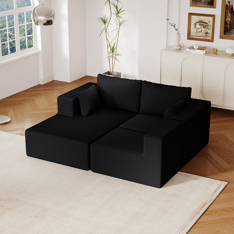 Canapé modulaire 108,3 po en mousse, canapé en L avec méridienne et canapé modulaire Cloud, Noir