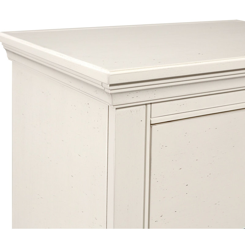 Table de chevet 2 tiroirs en bois, Blanc