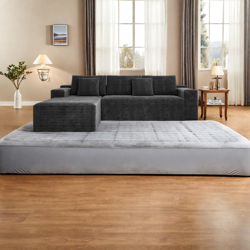 Canapés modulaires confortables, revêtement en velours côtelé moelleux, design moderne pour le salon
