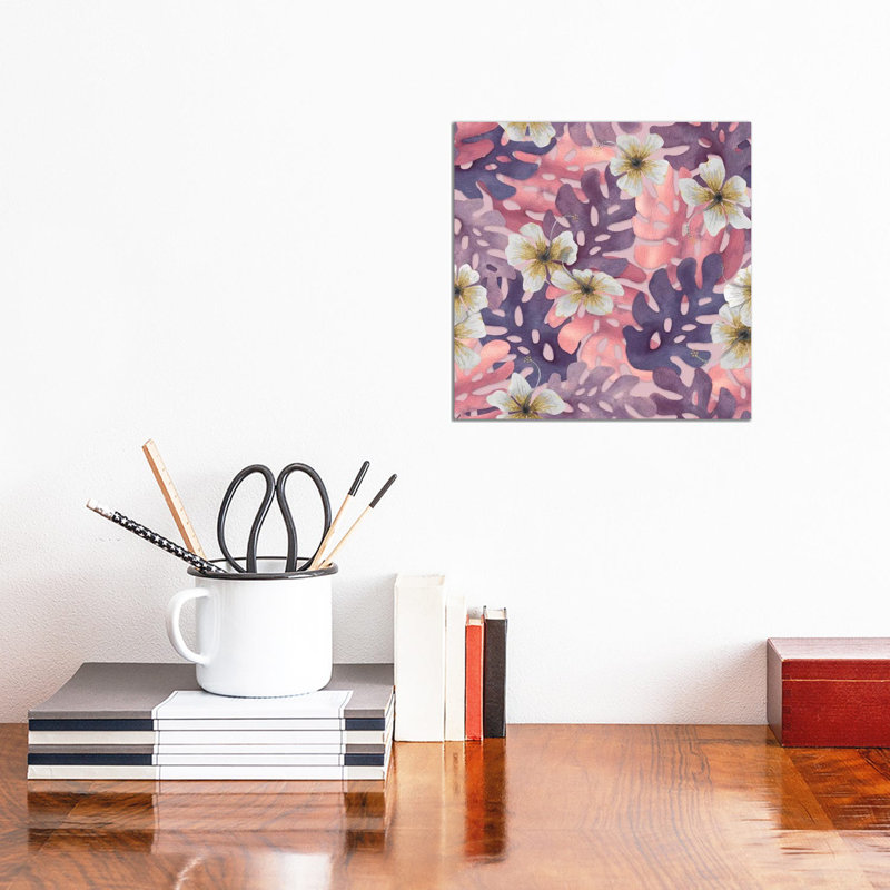 Antique Pink Hibiscus Patter by Angelika Parker - Wrapped Canvas Print, 30.48cm H x 30.48cm W