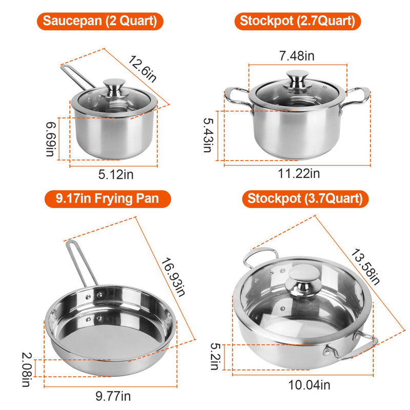 Batterie de cuisine en acier inoxydable