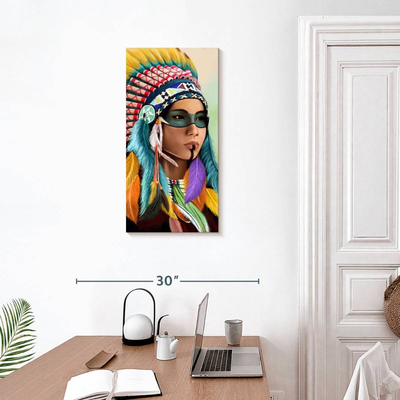 Coiffe féminine indienne, H 30 po x l 15 po