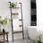Versatile Industrial Rustic Brown Wall-Leaning Blanket Ladder with Storage Shelf
