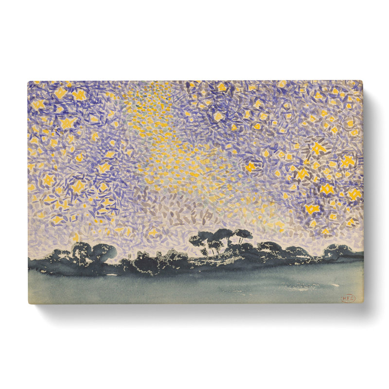 Landscape With Stars Vol.2 by Henri-Edmond Cross - Wrapped Canvas Painting, 35cm H x 50cm W x 3cm D