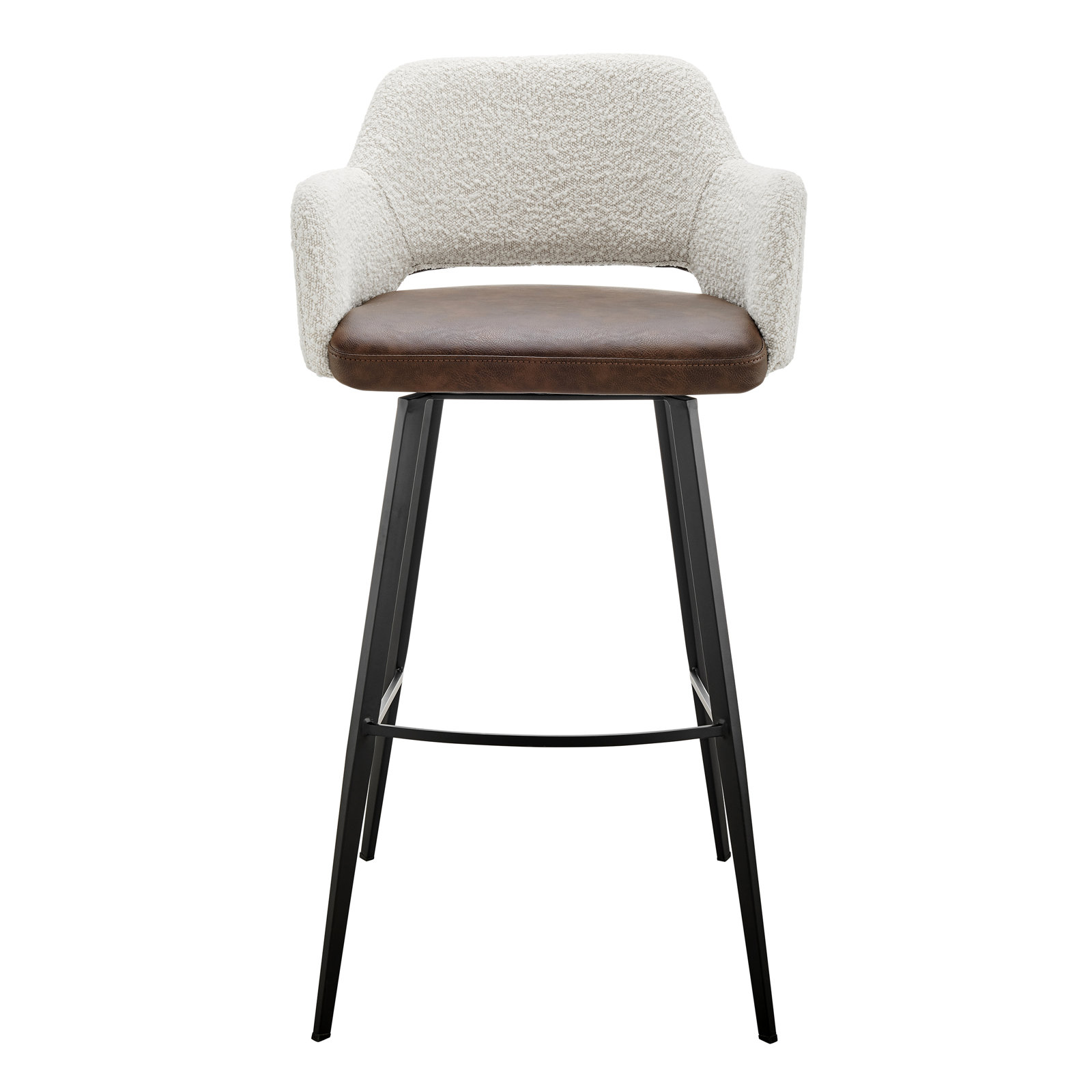 Ivonne Swivel Bar & Counter Stool, Bar Stool (29.34” Seat Height), Dark Gray Faux Leather