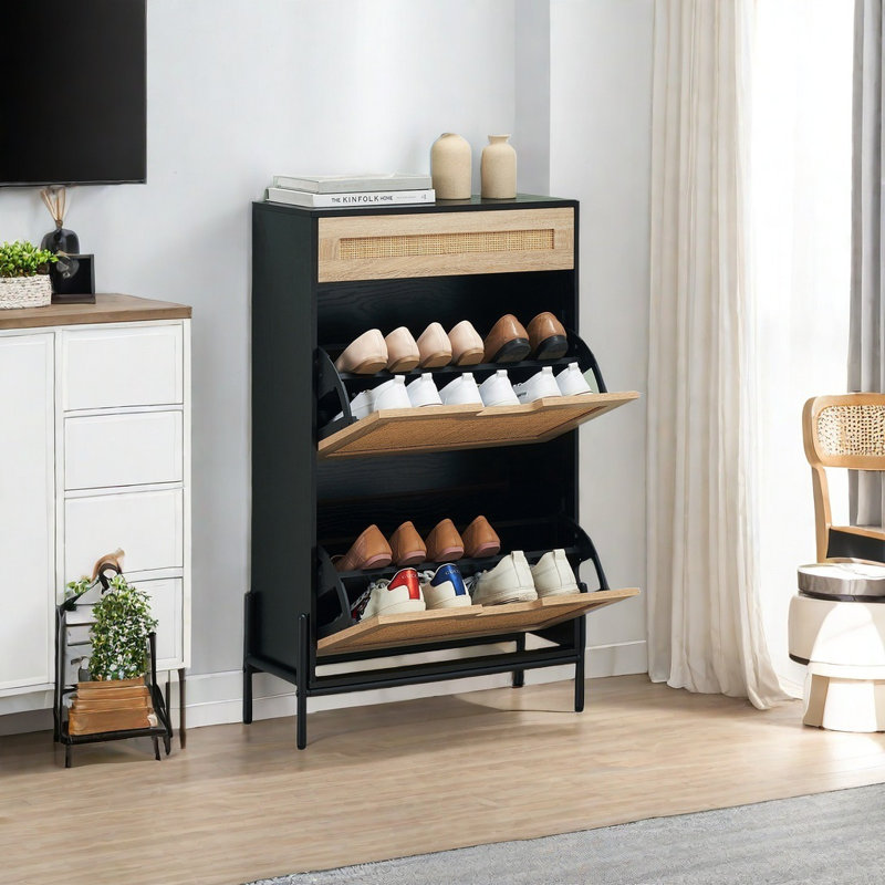 12 Pair Shoe Storage Cabinet, Black