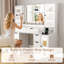 Bureau de meuble-lavabo avec 2 portes, 3 tiroirs et miroir lumineux à DEL, table de maquillage blanche avec prise de courant, armoire en verre RVB et mode 3 lumières-756518943