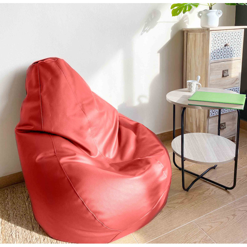 Faux Leather Bean Bag Chair & Lounger, 100cm H x 80cm W x 80cm D, Red