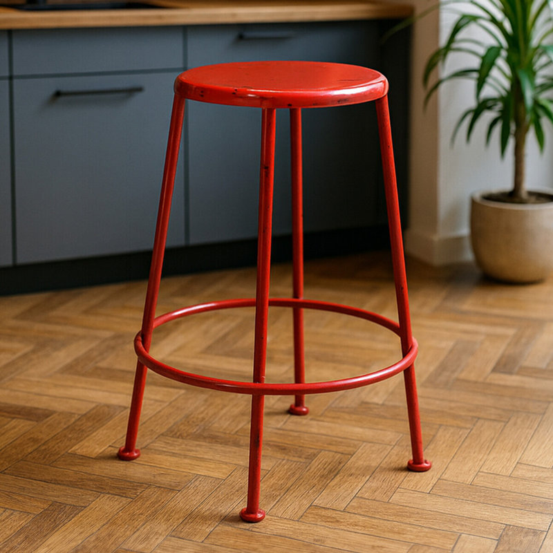 Barbel Counter Stool with Metal Frame, Red