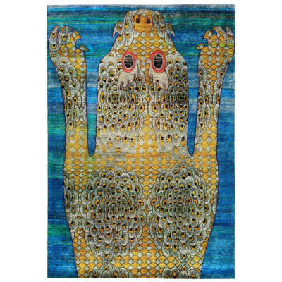 Multicolored Alchemy Contemporary Silk Rug - 5'11" x 8'10"