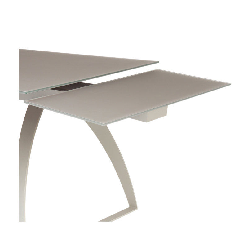 Extendable Gray Glass Top Contemporary Dining Table