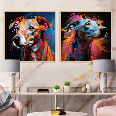 Ensemble de 2 animaux Playfull Dog Whippet Popart - animaux