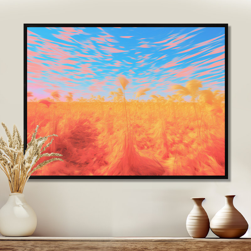 Coucher de soleil sur les champs de foin, reproduction d'art des Prairies, H 12 po x l 20 po