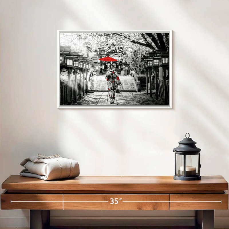 Geisha Pop, 19 po x 13 po, Cadre flottant blanc