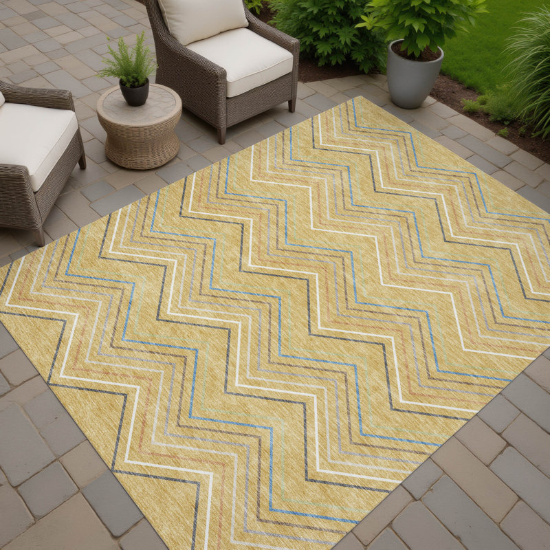 Machine Washable Indoor/Outdoor Chantille ACN2392 Stripes Rug, Rectangle 10' x 14'