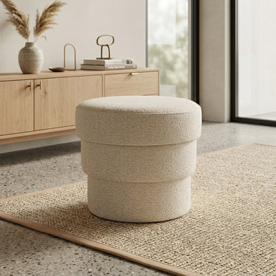 16.1" W Tiered and Round Upholstered Storage Ottoman