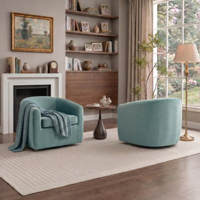 Richard  Upholstered Velvet Swivel Barrel Chair