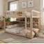 Lit superposé double au-dessus de double avec tablettes intégrées, lumières à changement de couleur et panneau perforé, beige-258880168-258880170