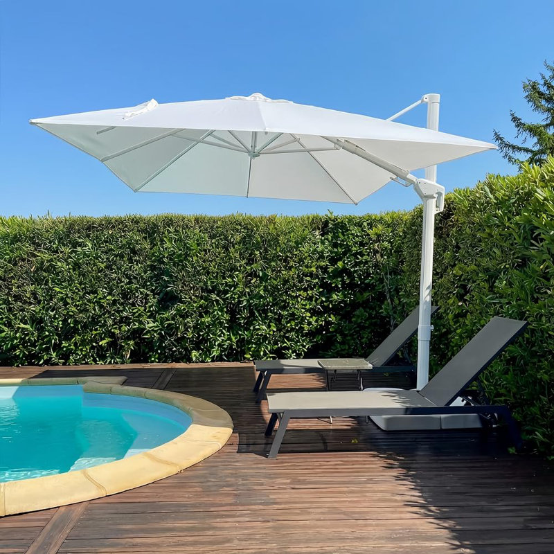 Parasol carré en polyester 10 'x 10', Blanc, L 120 po x P 120 po