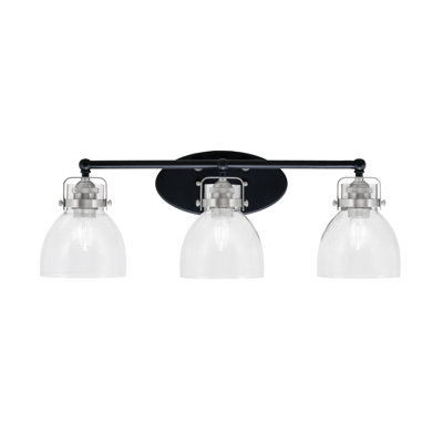 Barre d'éclairage de salle de bain 3 lumières avec verre à bulles 6 "Easton