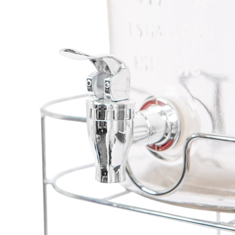 Rink Drink Glass Drinks Dispenser with Tap & Bucket Stand, Silver, 8.7L