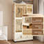 Armoire-penderie de 77,17 po de hauteur avec roulettes, armoire de rangement pour vêtements avec 2 tringles de suspension et 3 armoires de rangement supplémentaires