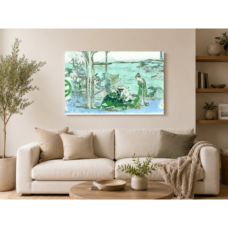 «Women on a Veranda by the Water», art mural sur toile, 36" W x 24" H