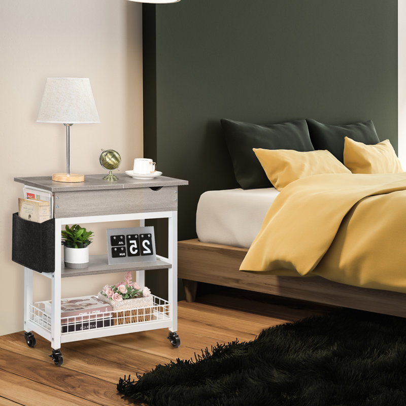 Shawnte Solid Wood Top End Table and Built-In Outlets