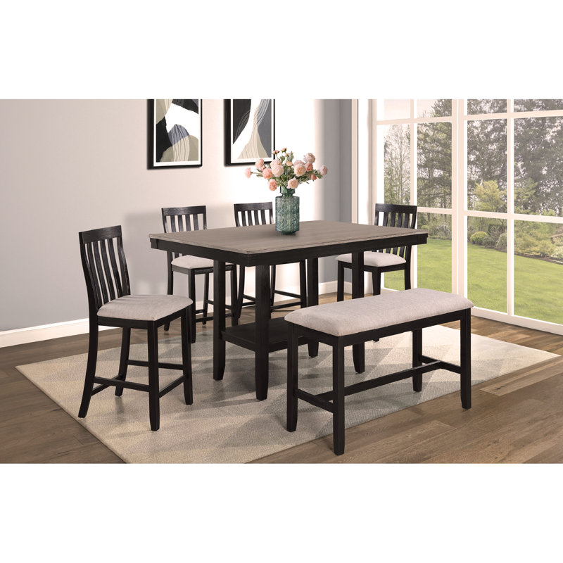 Ensemble de salle à manger 6 pièces à hauteur de comptoir Table rectangulaire