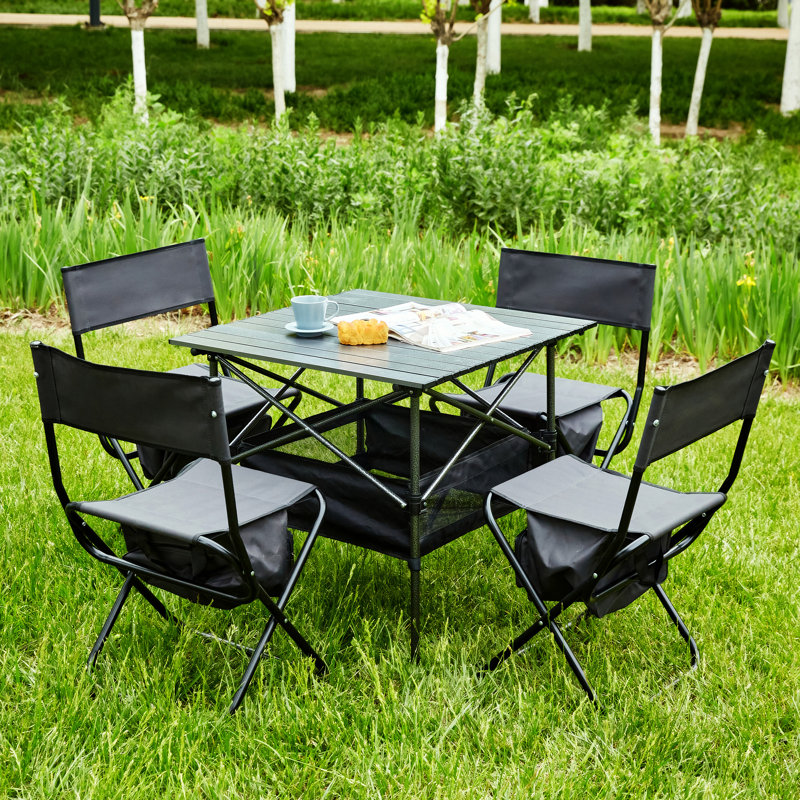 Ensemble de 5 ensembles repas de patio, Noir