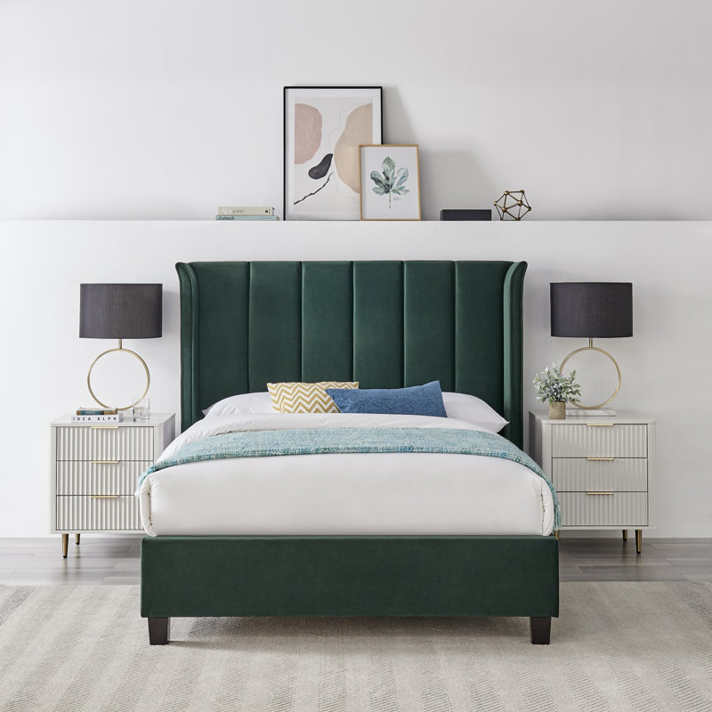 Aley Upholstered Bed, Kingsize (5'), Emerald Green