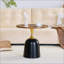 Table d'appoint circulaire de 23,6 pouces, table de salon à base en métal avec grain de bois de noyer moderne, parfaite pour le café, les réunions et le bureau.-521594481