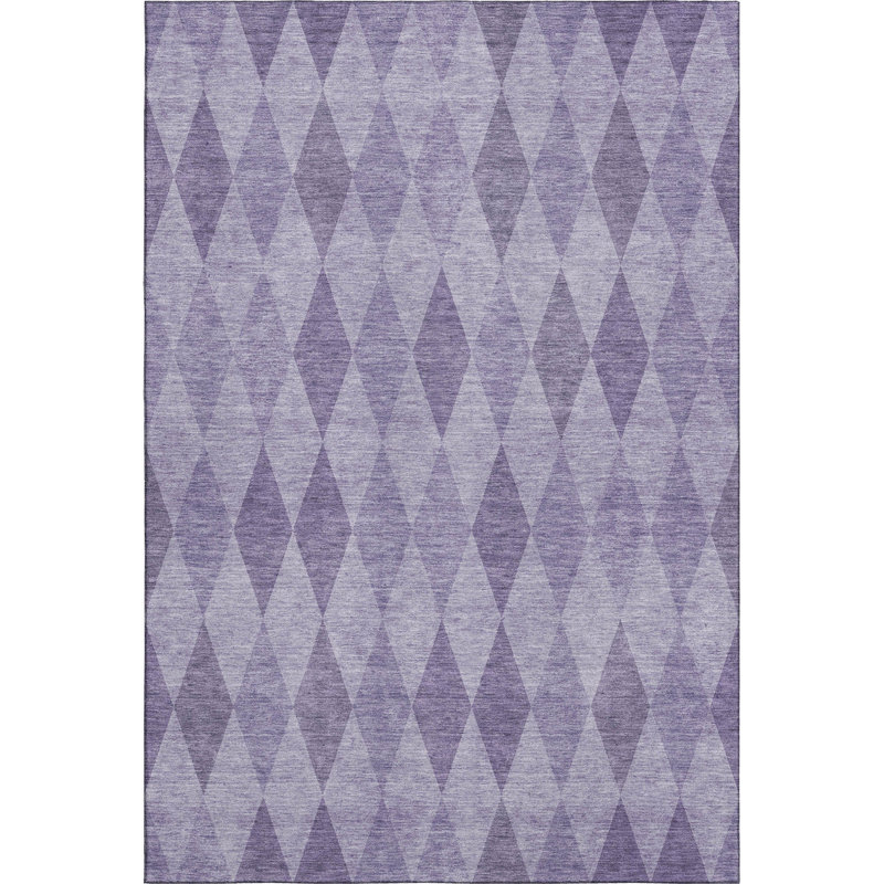 Purple Diamond Pattern Washable Synthetic Rug, 46" x 30"