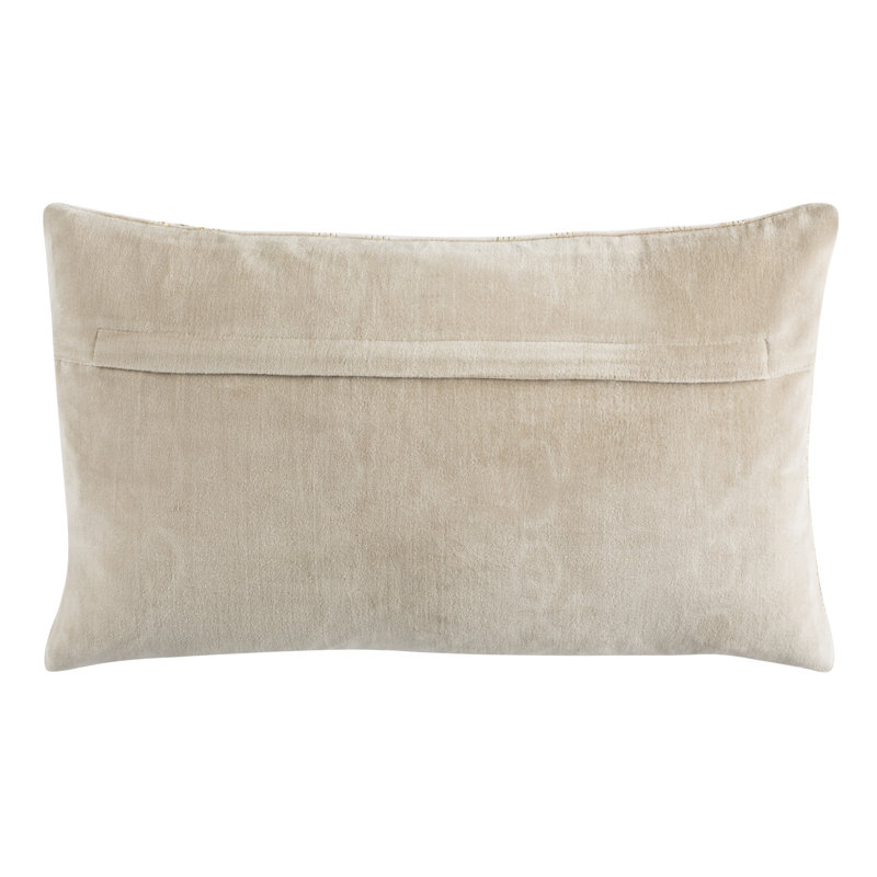 Adalie 12" x 20" Beige and Gold Geometric Cotton Pillow
