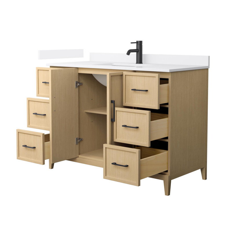 Elan 48'' W Vanity, Tan, Matte Black, White Cultured Marble
