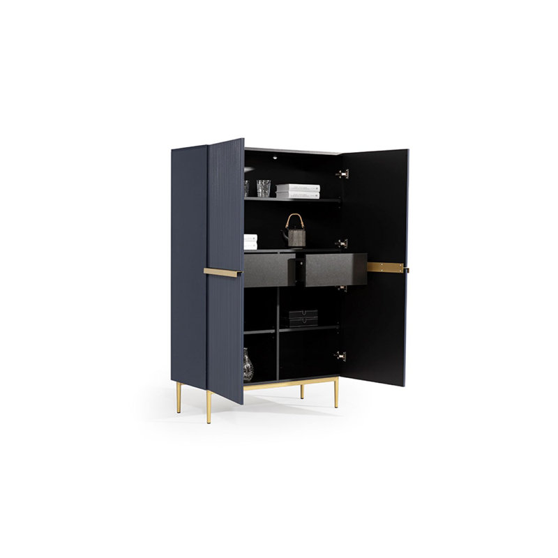 Alessja 2 Door Laminate Wardrobe, Wave blue/Gold