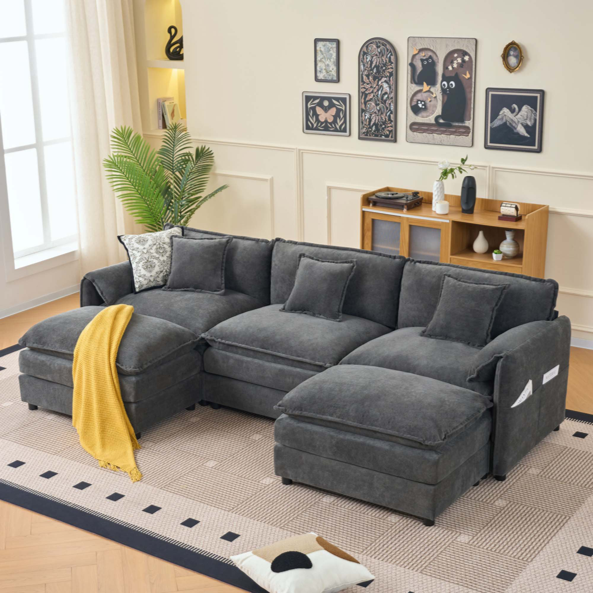 Hokku Designs Modular Sectional Sofa, Oversized Deep Seat U Shaped ...