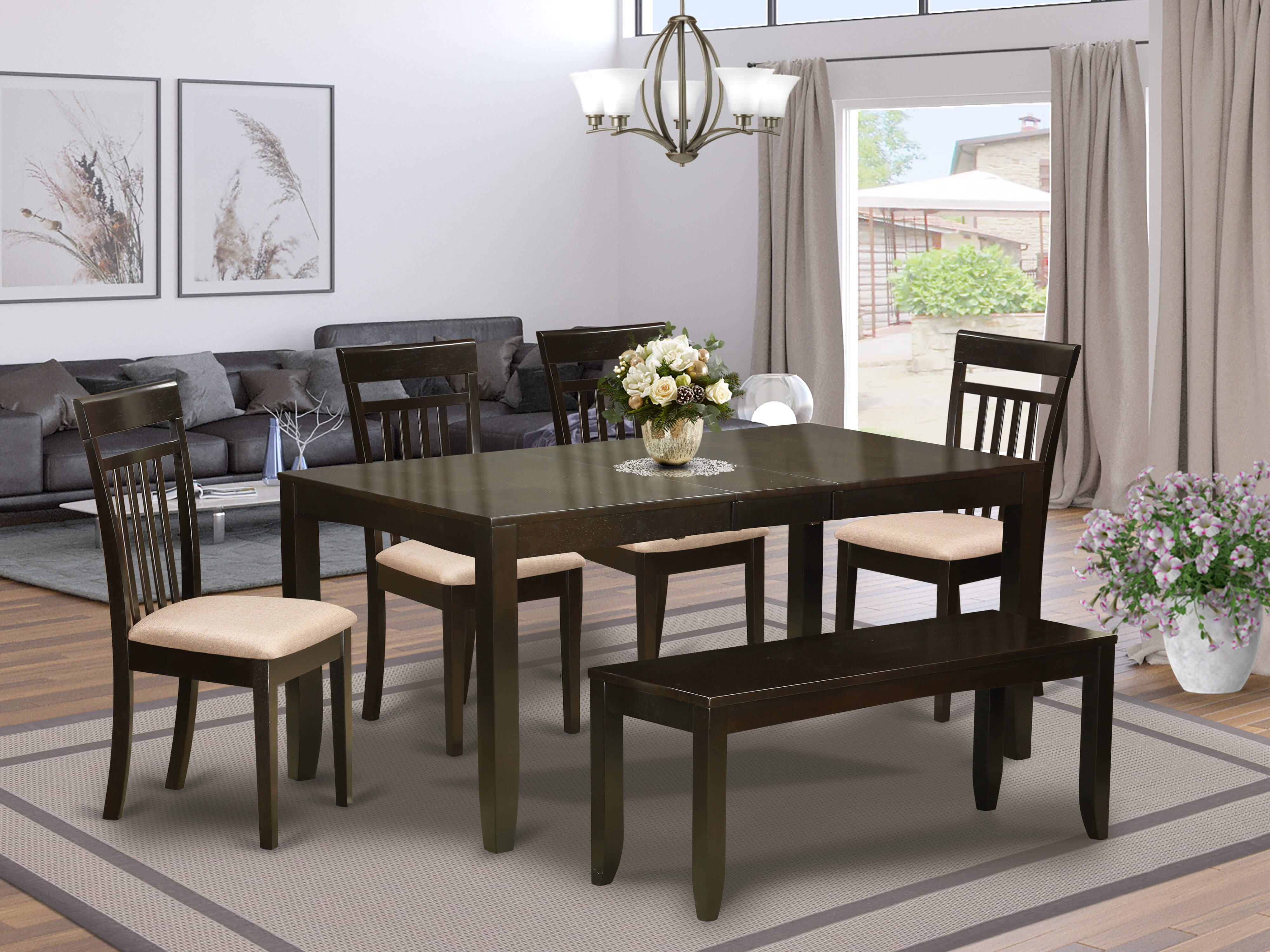 Charlton Home Smithers Butterfly Leaf Rubberwood Solid Wood Dining Set ...