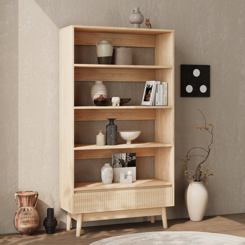 Pompen Vertical Wood Bookcase, 58.7" H x 31.5" W x 11.8" D
