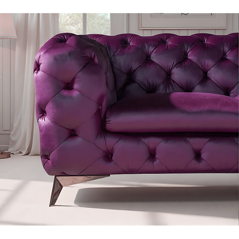 Hatmane Upholstered 74'' Loveseat, Purple Fabric